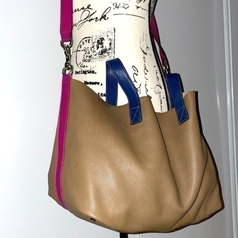 Sirni Pelletteria Roma Italy purse crossbody genuine leather large shopping bag - Picture 4 of 14